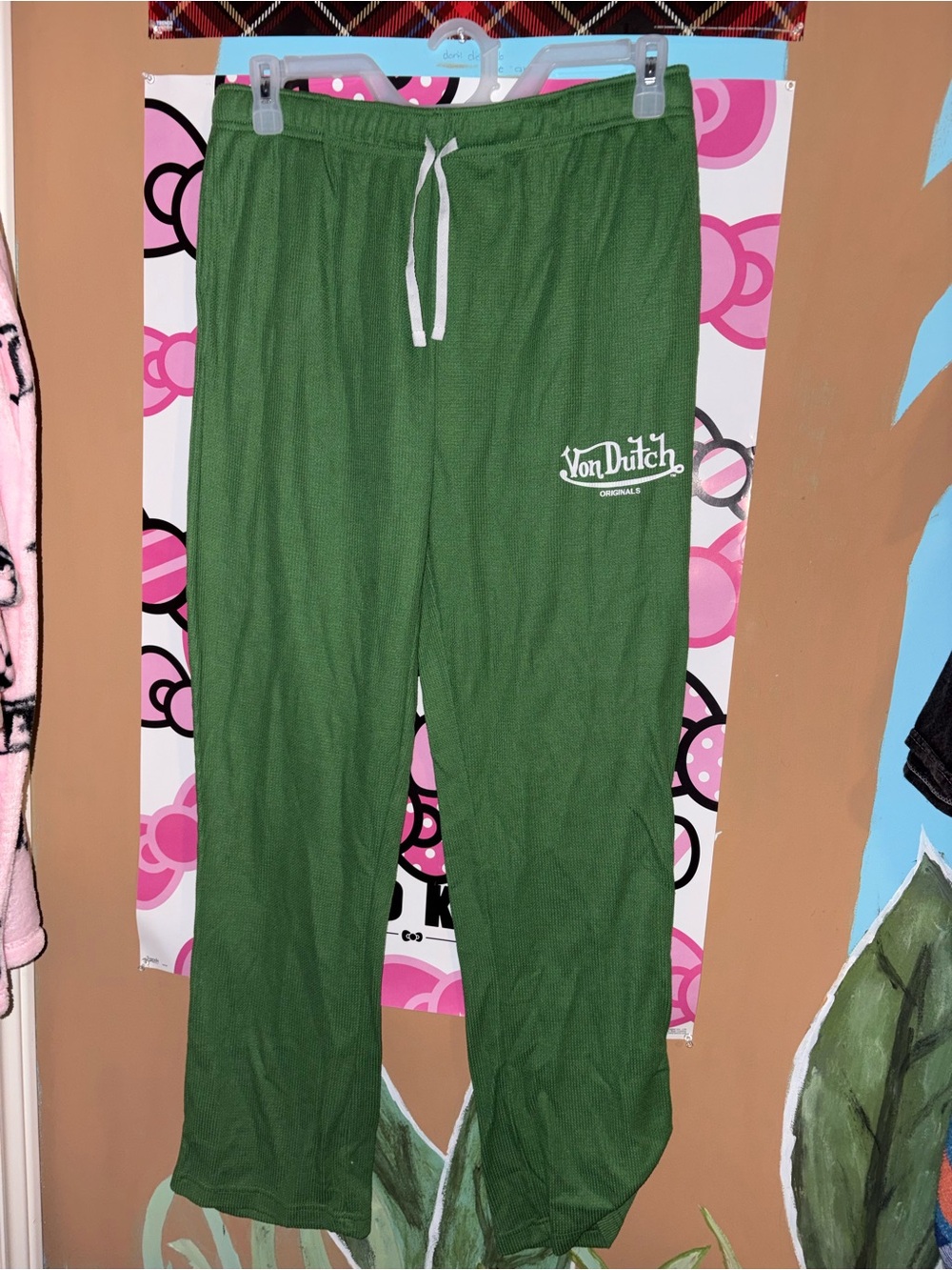 Von Dutch Green Joggers with White Logo